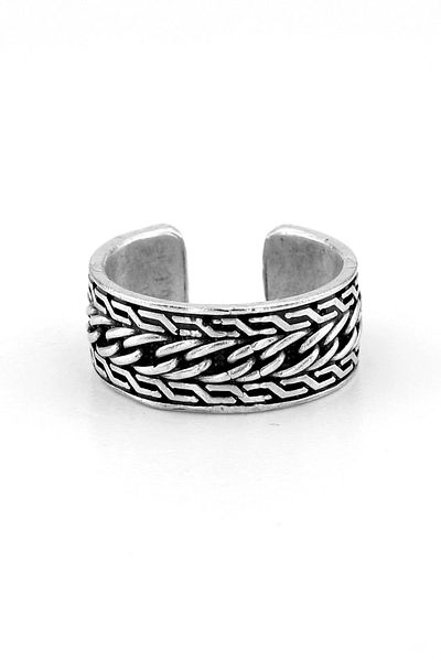 Solfera Chain Mesh Patterned Brass Adjustable Men's Ring RG043
