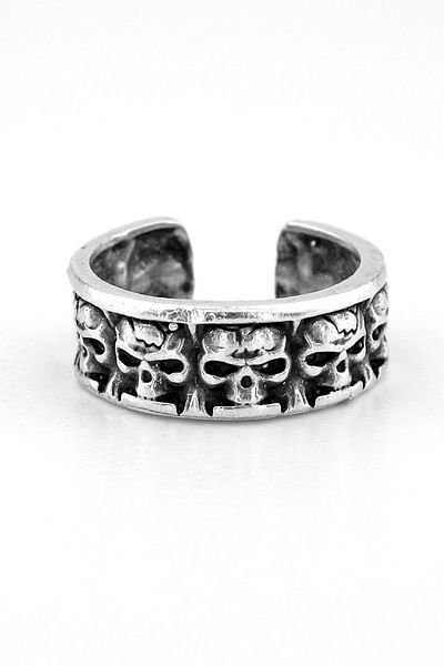 Solfera Gothic Skulls Brass Adjustable Men's Ring RG056