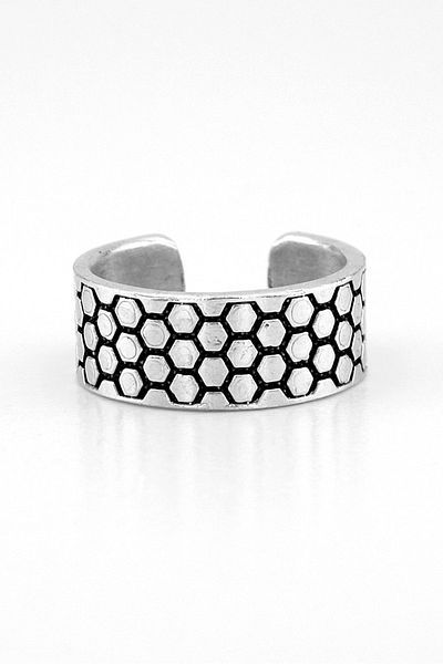 Solfera Hexagon Honeycomb Pattern Brass Adjustable Men's Ring RG051