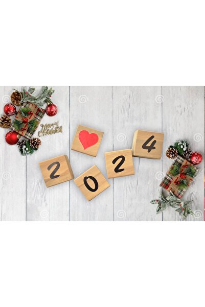 ENCİVA Ahşap 2024 Dekor yılbaşı süsü