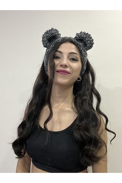 AidaAstrid Puffy Knitted Winter Beanie Bandana with Cat and Bear Ears