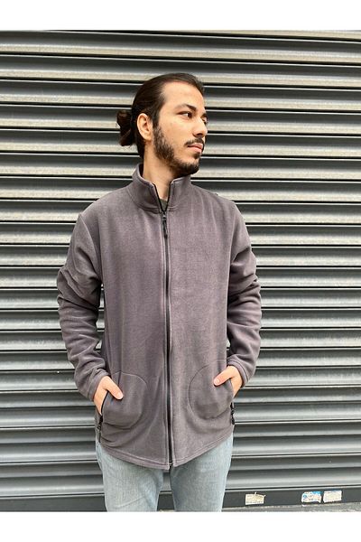 nacar çarşı UNISEX Polar Cold-Resistant Standard-fit Pocket-Free Men's Fleece Cardigan