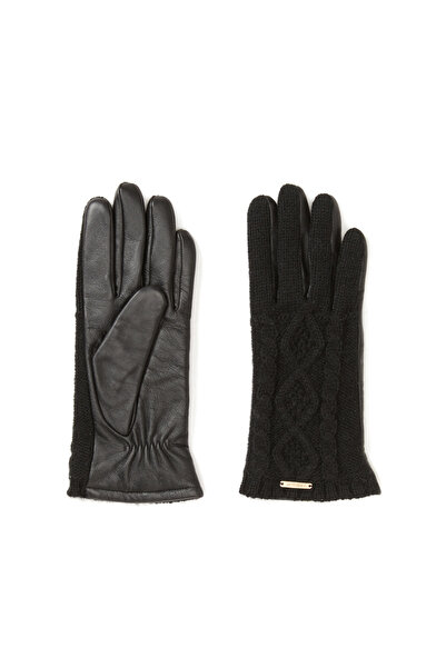Network Black Women's Leather Gloves