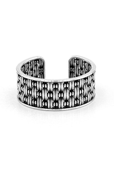 Solfera Straw Braid Patterned Brass Adjustable Men's Ring RG053
