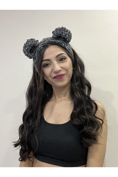 AidaAstrid Puffy Knitted Winter Beanie Bandana with Cat and Bear Ears