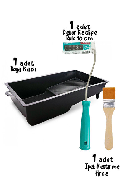 Aquacool Trend Akrilik Hobi Boyama Seti 1000 ml, 2 Adet Katalizör, Kadife Rulo 10 Cm, Boyacı Tavası, İpek Fırça