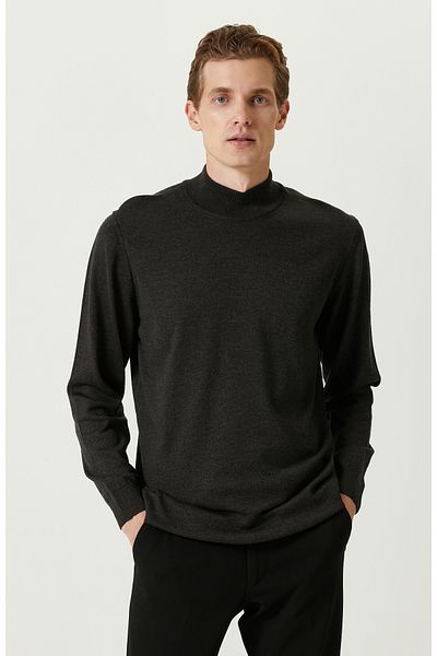 Network Anthracite Half Fisherman Sweater