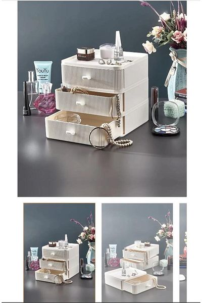 Hayveys Organizator cu 3 sertare pentru machiaj, cosmetice, bijuterii, accesorii