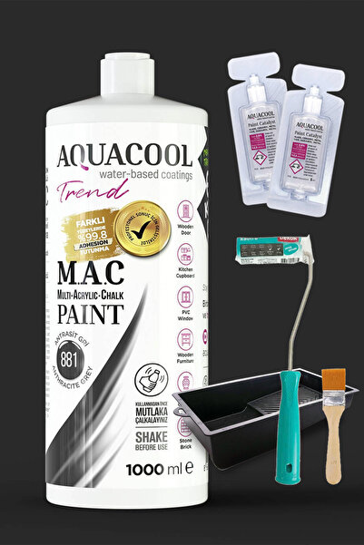 Aquacool Trend Akrilik Hobi Boyama Seti 1000 ml, 2 Adet Katalizör, Kadife Rul...