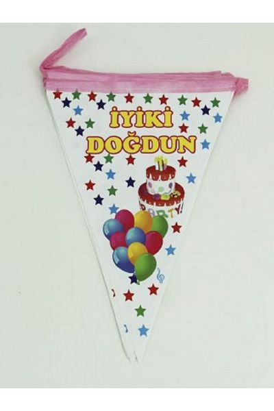Kazanabil HAPPY BIRTHDAY WRITTEN TRIANGLE PENNY FLAG PARTY DECORATION PINK