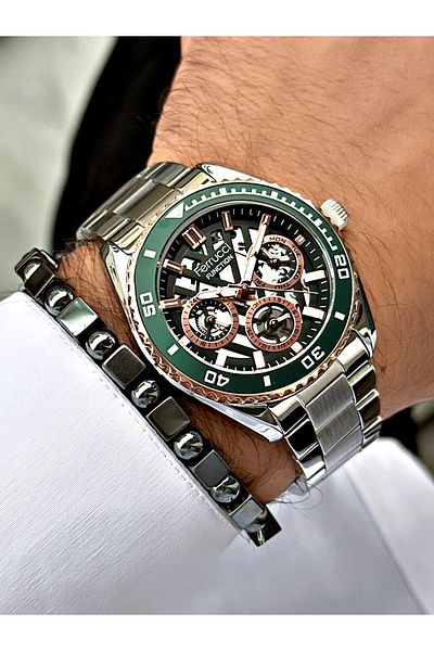 Ferrucci Silver Color Functions Active Sports Men's Wrist Watch + BRACELET GIFT
