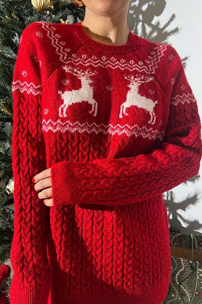 Seda Yalçın Atelier Red Crew Neck Knit Sweater