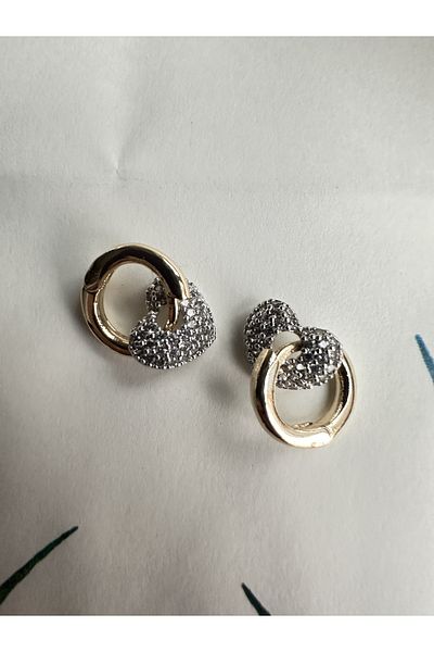 ringbox Double Color Zircon Stone Heart Women's Earrings