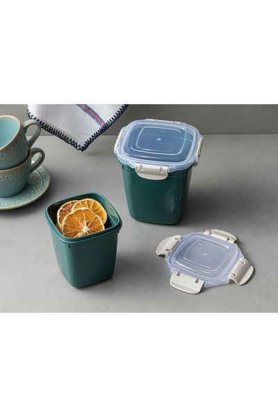 English Home Master Lock Plastic 2-Piece Storage Container 575 + 1075 Ml Green