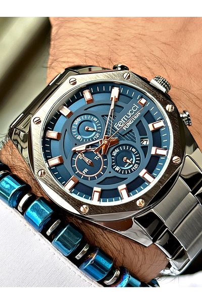 Ferrucci Smoked Color Functions Active Steel Strap Men's Wristwatch + BRACELET WITH GIFT