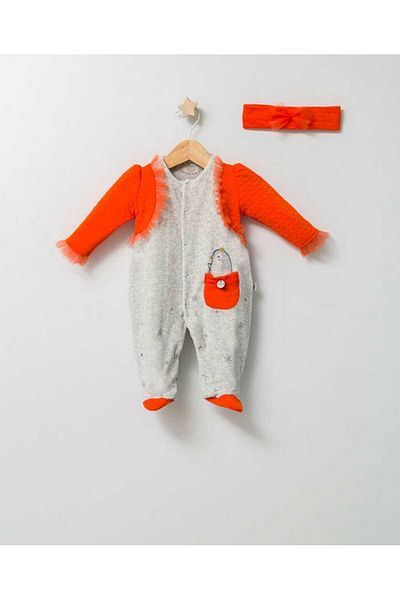 Esterella baby girl velvet overalls / ruffle detailed quilted sleeve overalls / baby girl overalls with headband