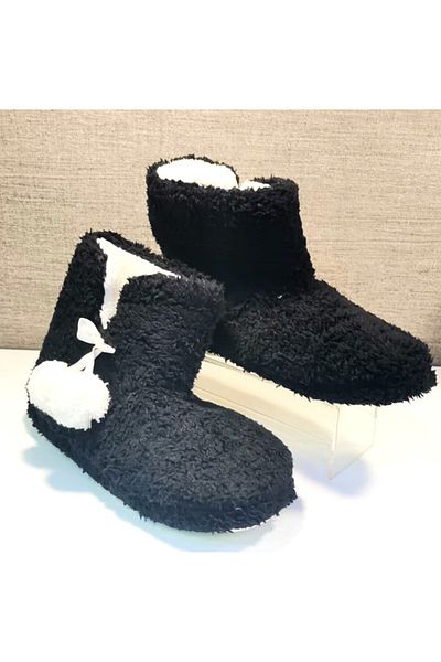 Chirpy Red Play B001 Women's Plush Home Boots Black
