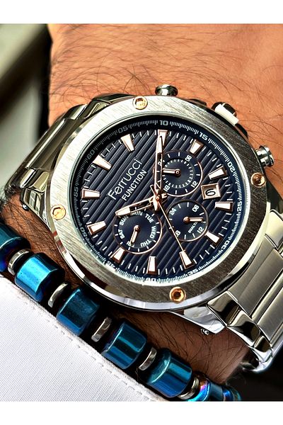 Ferrucci Silver Color Sports Model Steel Cord Men's Wrist Watch + BRACELET GIFT