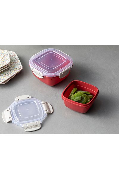 English Home Master Lock Plastic 2-Pack Storage Container 275 + 500 Ml Red