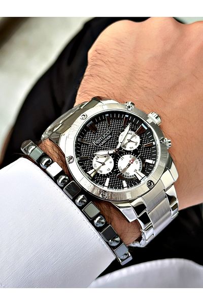 Ferrucci Silver Color Functions Active Sports Model Men's Wrist Watch + BRACELET GIFT