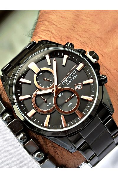Ferrucci Black Color Functions Active Sports Men's Wristwatch + BRACELET WITH GIFT