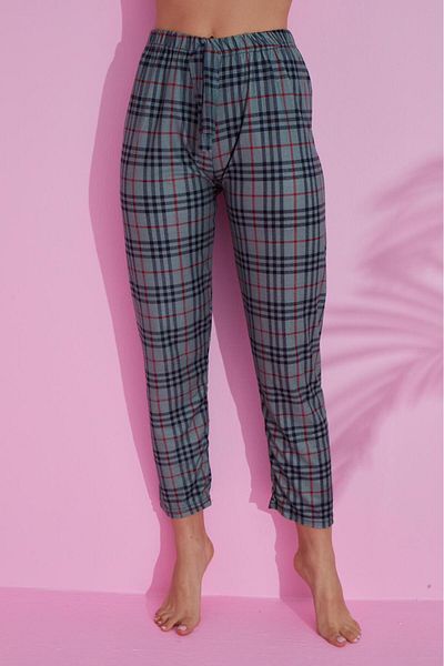 Farya Home Catifea din piele întoarsă din bumbac - Pantaloni de pijama de vis cu model in carouri