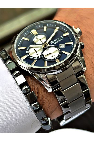 Ferrucci Smoke Color Functions Active Sports Men's Wrist Watch + WRISTBAND GIFT