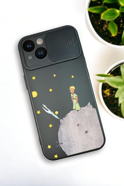 mooodcase iPhone 13 Compatible Little Prince Patterned Camera Protection Slider Cover Silicone Phone Case