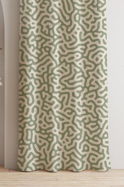 AYSHOME Cortina de fundal cu model de coral verde Ays Home