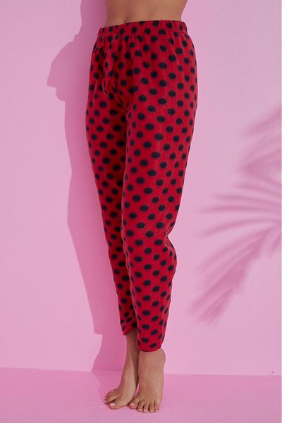 Farya Home Luxury Soft Welsoft Fleece Polka Dot Winter Plush Pajama Bottom Trousers