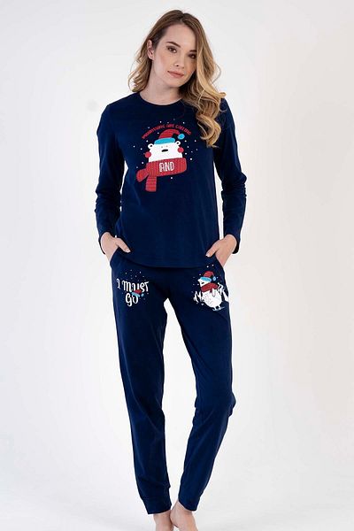 VİENETTA Long Sleeve Pocketed Cotton Women's Pajamas Set