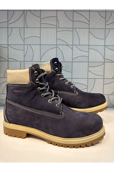 Riccardo Colli 901 Cizme unisex bleumarin din piele nebună din piele naturală, impermeabile, impermeabile, cu căptușeală caldă