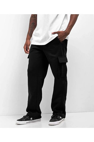 FİTGO Men's Cargo Pocket Large Size 2 Thread Tracksuit Bottom