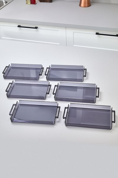 ASlife Home 6-Piece Acrylic Presentation Tray with Handles Decorative Tray