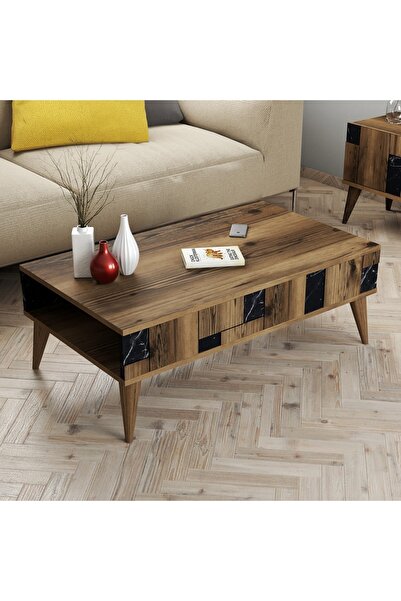 Variant Mobilya Madrid Orta Sehpa - Ceviz / Siyah Mermer