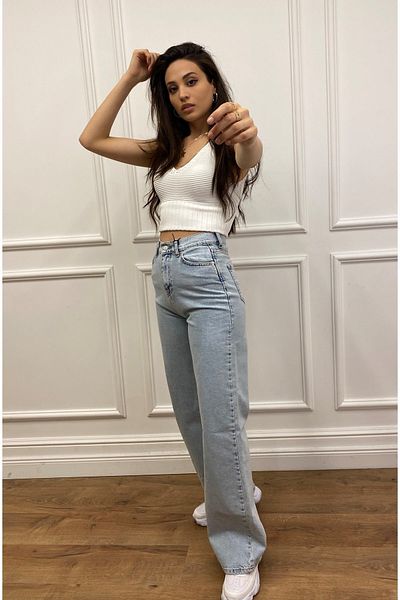 Ramrod Jean Palazzo Lycra cu talie super înaltă spălat în zăpadă