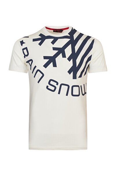 RAINSNOW Men's Ecru 100% Cotton Crew Neck T-shirt
