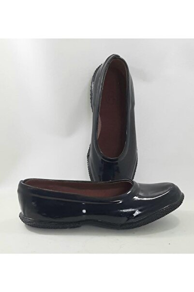 Derby حذاء نسائي مطاطي عالي الجودة مبطن باللون الأسود