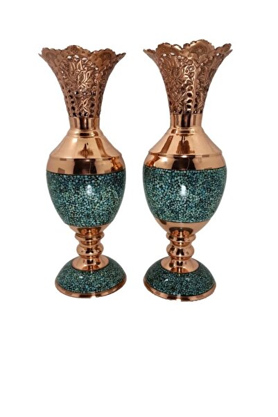 Handiran Vazo(bakir Ve Turkuaz)