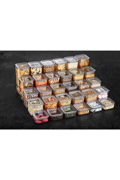 VİP AHMET 20 Piece Sude Square Storage Container Food Container Set
