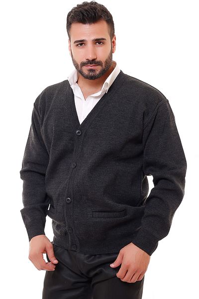 KARBEY TRİKO Buttoned Steel Knitted Knitwear Cardigan