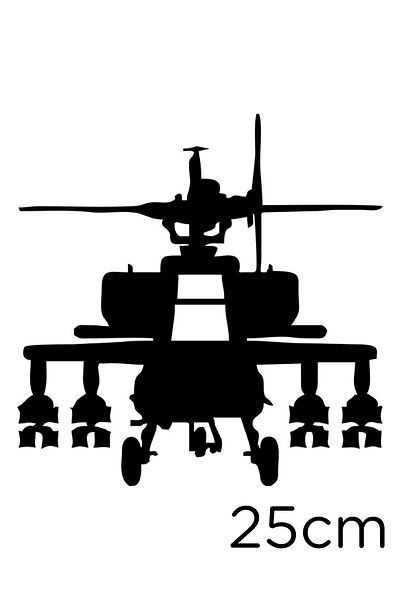 MIGNATIS Autocolant Apache Helicopter pentru perete vehicul auto 25cm - negru