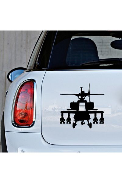 MIGNATIS Autocolant Apache Helicopter pentru perete vehicul auto 25cm - negru