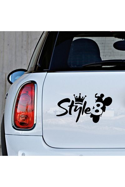 MIGNATIS Autocolant Auto Modificat Scriere Stil și Coroana Regelui 25cm - Negru