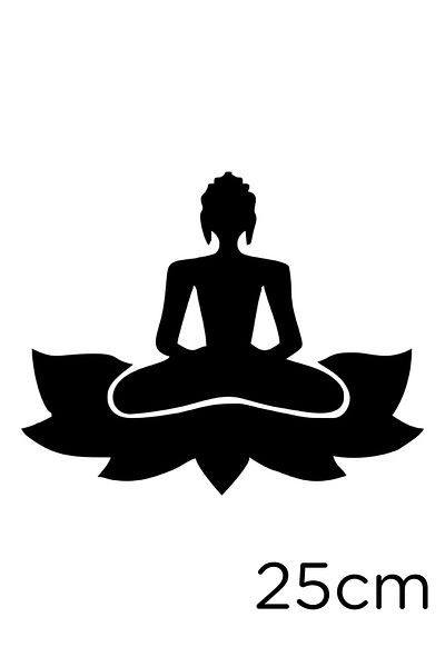 MIGNATIS Woman Doing Buddha Zen Yoga on Flower Sticker 25cm - Black