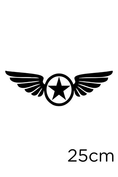 MIGNATIS Lipire autocolant Army Stars And Wings 25cm - Negru