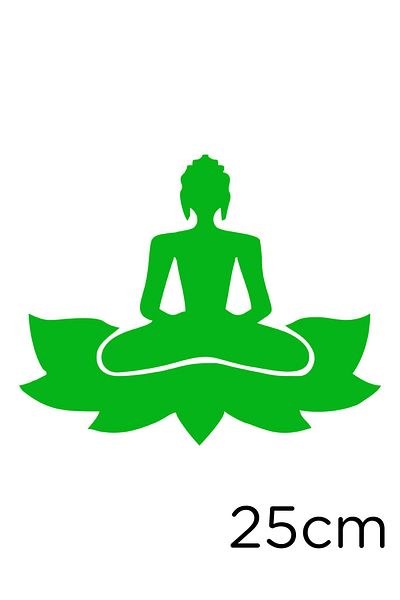 MIGNATIS Woman Doing Buddha Zen Yoga on Flower Sticker 25cm - Green