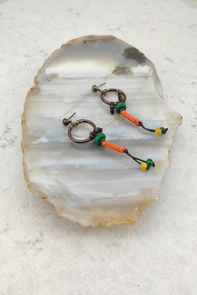 Cocopelli Concept أقراط نسائية برتقالية أصلية ملتوية برتقالية اللون