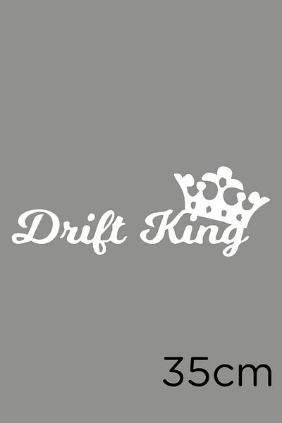 MIGNATIS Autocolant cu text și coroană Drift King 35cm - alb