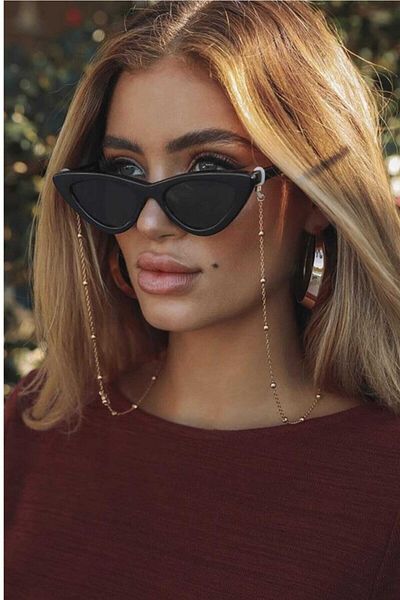 fullcontrol Women's Gold Top Mode Gold Glasses Chain